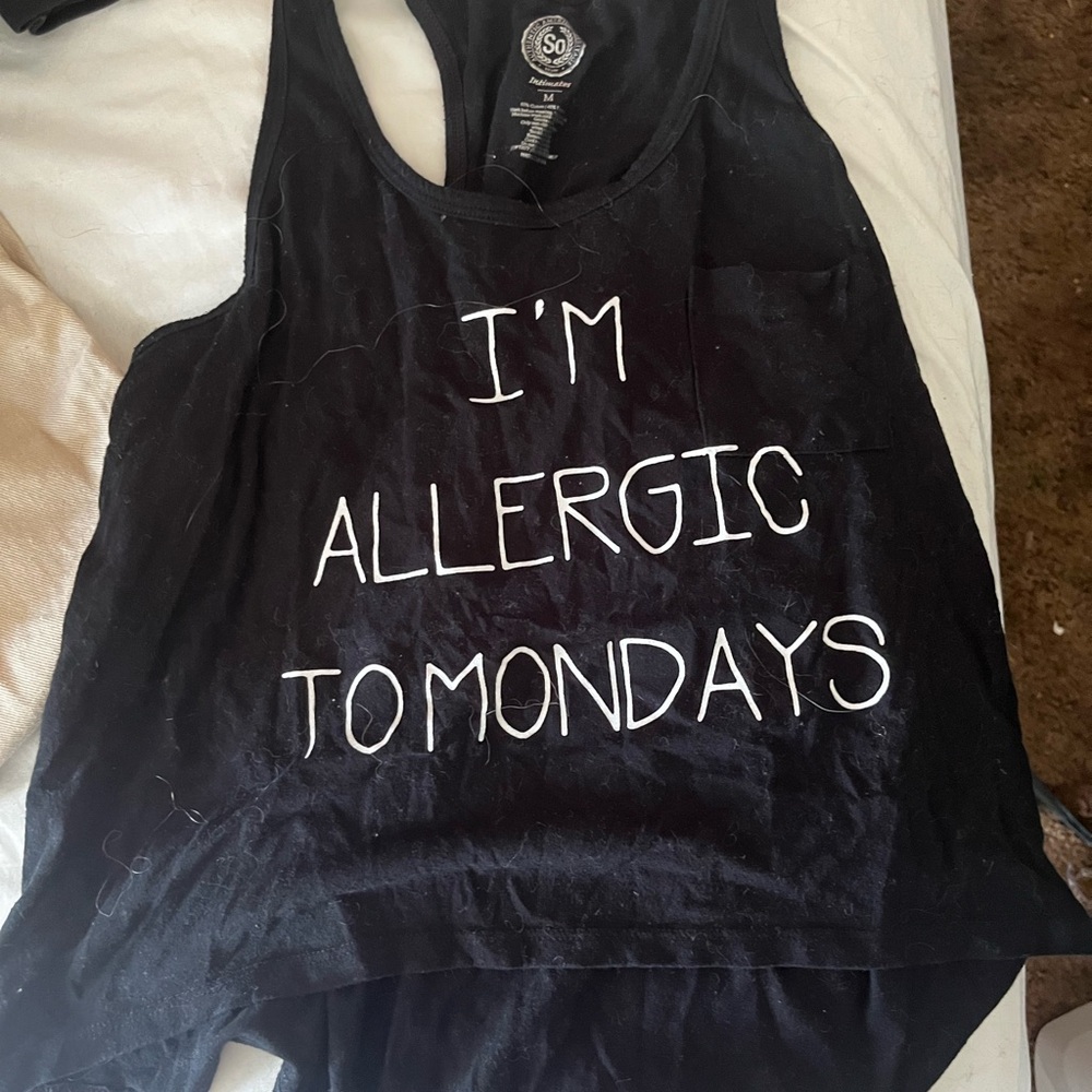 Black tank top with words on it